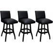 Pemberly Row Set of 3 Swivel Wood Bar Stools 30