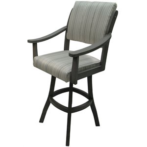Pemberly Row 30&quot Swivel Solid Wood Bar Stool in Natural & Smoked