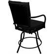 Pemberly Row Patio Swivel Dining Chair in Black Fabric with Black Frame