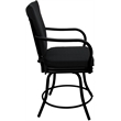 Pemberly Row Patio Swivel Dining Chair in Black Fabric with Black Frame