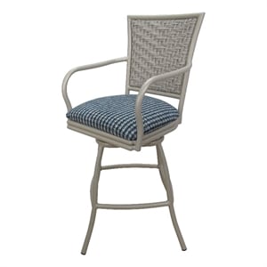 Pemberly Row Indoor/Counter Stool 26&quot in Blue Fabric with Beige Metal Frame