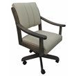 Pemberly Row Swivel Dining Caster Chair in Ocean Beige Vinyl with Gray Frame