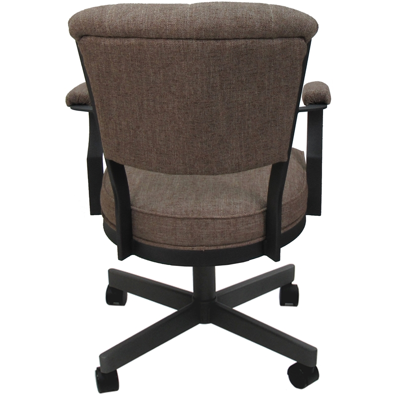Pemberly Row Swivel Tilt Metal Caster Chair in Beige Fabric with Gray Frame