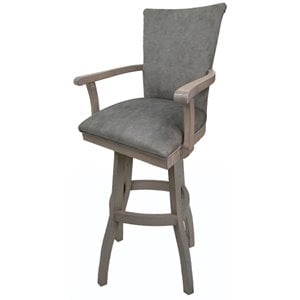 Pemberly Row 34&quot Swivel Solid Wood Extra Tall Bar Stool in Trendy Pewter