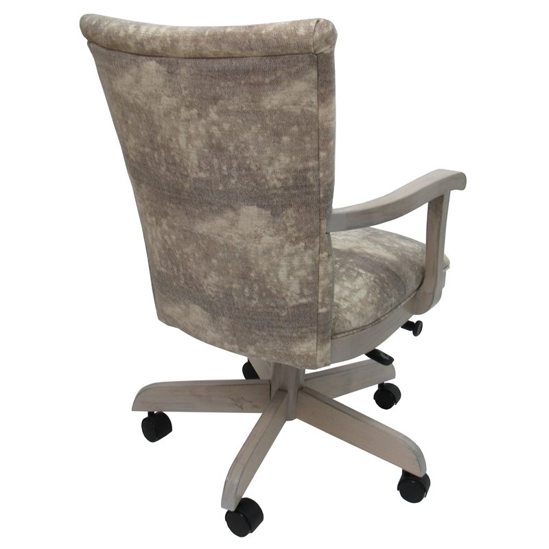 Pemberly Row Swivel Wood Dining Caster Chair on Wheels in Mountain Brown