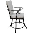 Pemberly Row Patio Dining Set in White Linen Fabric with Black Frame