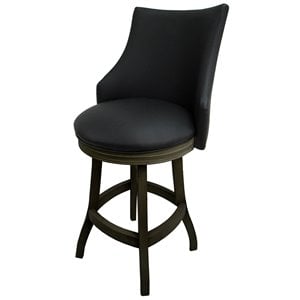 Pemberly Row 26&quot Swivel Wood Counter Stool in Black & Dark Shadow