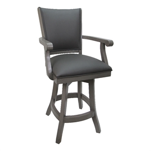Pemberly Row Swivel Extra Tall 34&quot Wood Bar Stool with Arms and Vinyl Upholstery
