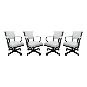 Pemberly Row Set of 4 Swivel Metal Caster Dining Chairs with Vinyl Upholstery