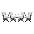 Pemberly Row Set of 4 Swivel Metal Caster Dining Chairs with Vinyl Upholstery