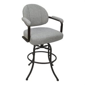 Pemberly Row Swivel Tilt Metal 30&quot Bar Stool in Slate Fabric with Brown Frame