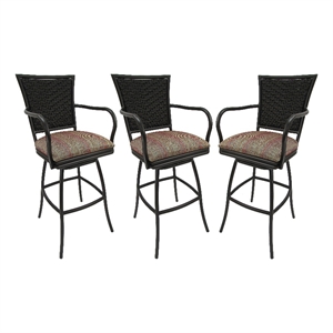 Pemberly Row Set of 3 Outdoor/Indoor 30&quot Swivel Bar Stools with Black Frame