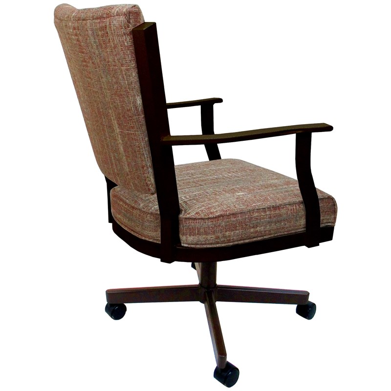 Pemberly Row Swivel Dining Caster Chair in Multicolor Fabric with Brown Frame