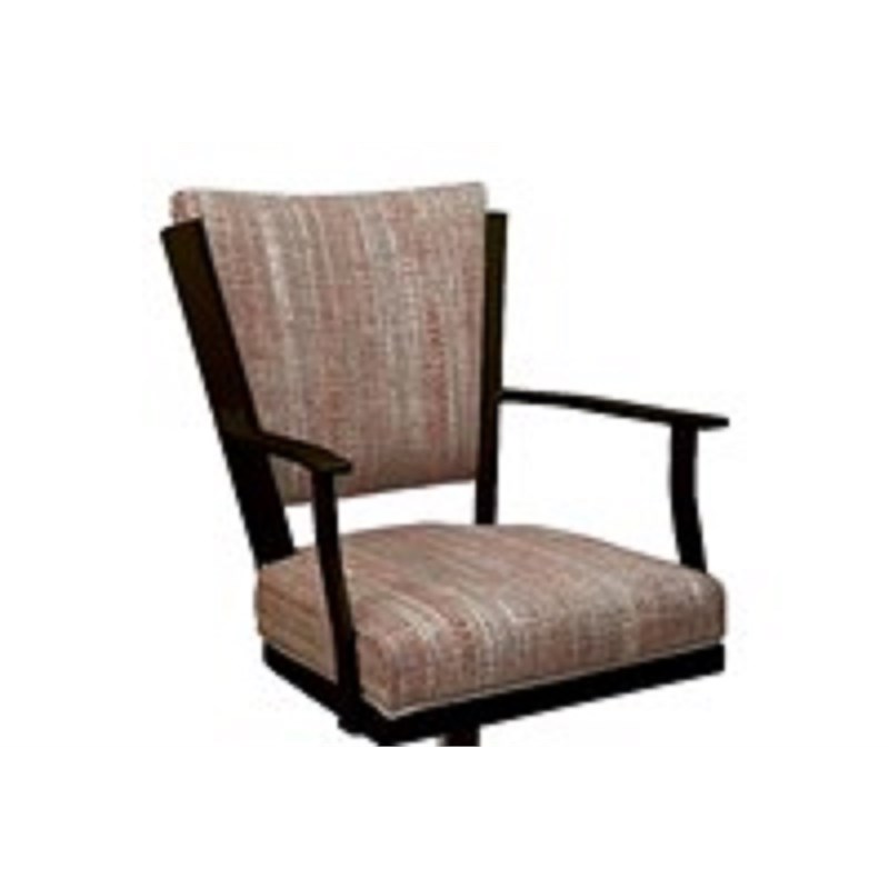 Pemberly Row Swivel Dining Caster Chair in Multicolor Fabric with Brown Frame