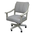 Pemberly Row Caster Solid Wood Dining Chair in Slate Fabric with Wood Frame