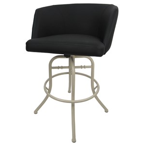 Pemberly Row Swivel Tilt Bar Stool 30&quot in Black Lava Vinyl with Beige Frame
