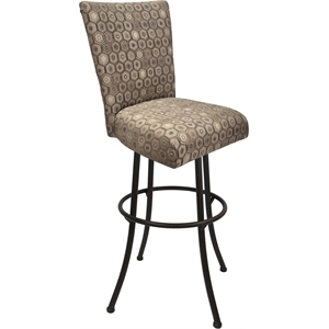 Pemberly Row Swivel Metal Bar Stool 34&quot in Diamond Fabric with Brown Metal Base