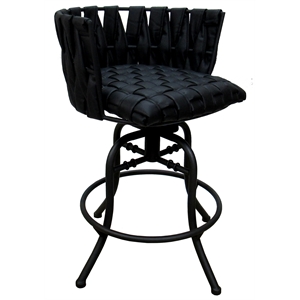 Pemberly Row Swivel Tilt Bar Stool 30&quot in Black Vinyl with Black Metal Frame