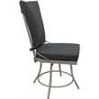 Pemberly Row Patio Dining Chair Armless in Dark Gray Fabric with Beige Frame
