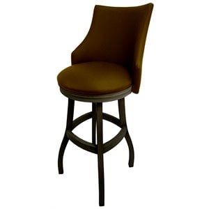 Pemberly Row 34&quot Swivel Wood Extra Tall Bar Stool in Brown with Shadow Frame