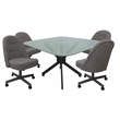 Pemberly Row Dinette Swivel Caster Chairs w/ Crackle Glass in Grey w/ Grey Frame