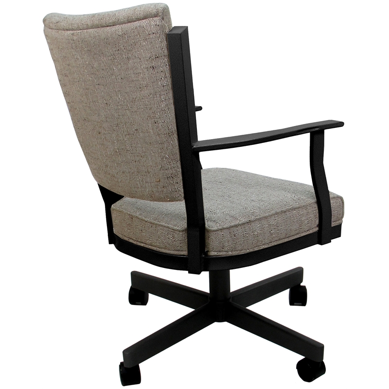 Pemberly Row Swivel Metal Dining Caster Chair in DriftFabric with Black Frame
