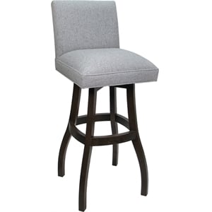 Pemberly Row Wood Bar Stool 34&quot in Slate Fabric with Dark Walnut Frame