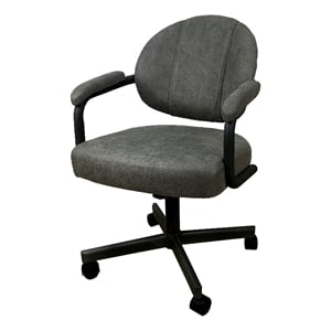 Pemberly Row Swivel Metal Caster Dining Chair in Elk Fabric with Black Frame