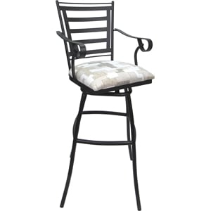 Pemberly Row Counter Stool 26&quot with Arms in White Fabric with Gray Frame