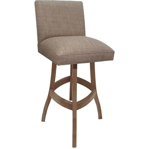 Pemberly Row Solid Wood Bar Stool 30&quot in Basin Beige Fabric with Cashew Frame