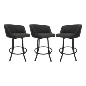 Pemberly Row Swivel Counter Bar Stool 26&quot in Moonstone Fabric with Grey Frame