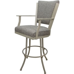Pemberly Row Swivel Metal Bar Stool 34&quot in Jetty June Tan with Beige Frame