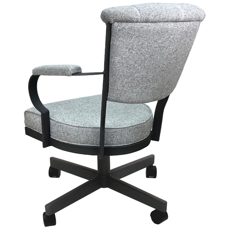 Pemberly Row Swivel Fabric and Caster Dining Chair in Slate with Gray Frame