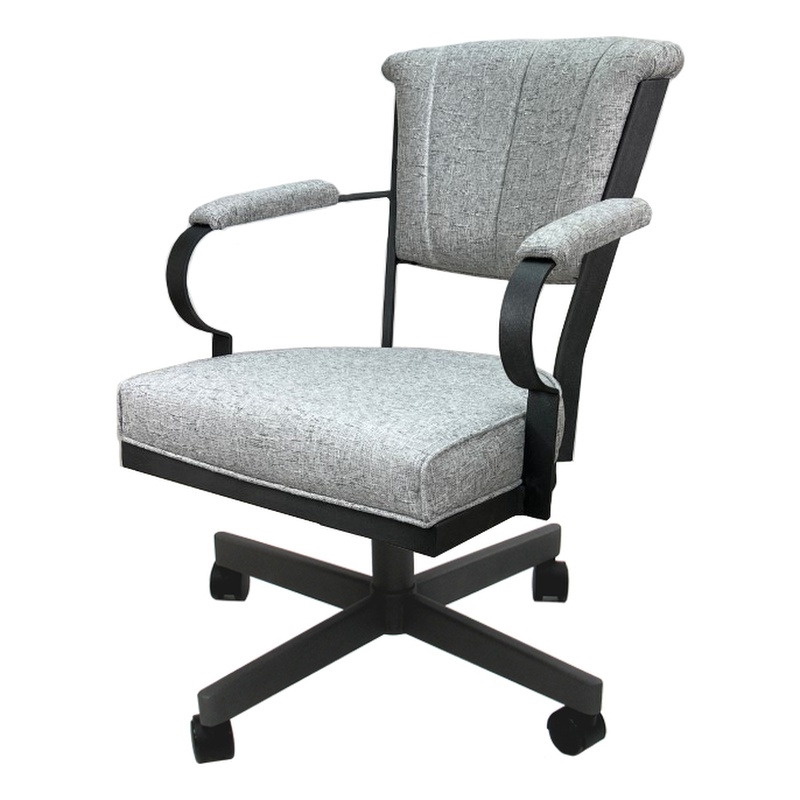 Pemberly Row Swivel Fabric and Caster Dining Chair in Slate with Gray Frame