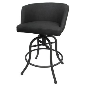 Pemberly Row Swivel Tilt Bar Stool 30&quot in Charcoal Vinyl with Gray Frame