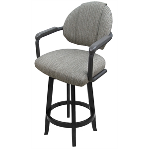 Pemberly Row 26&quot Indoor Metal Counter Bar Stool with Upholstered Back in Gray