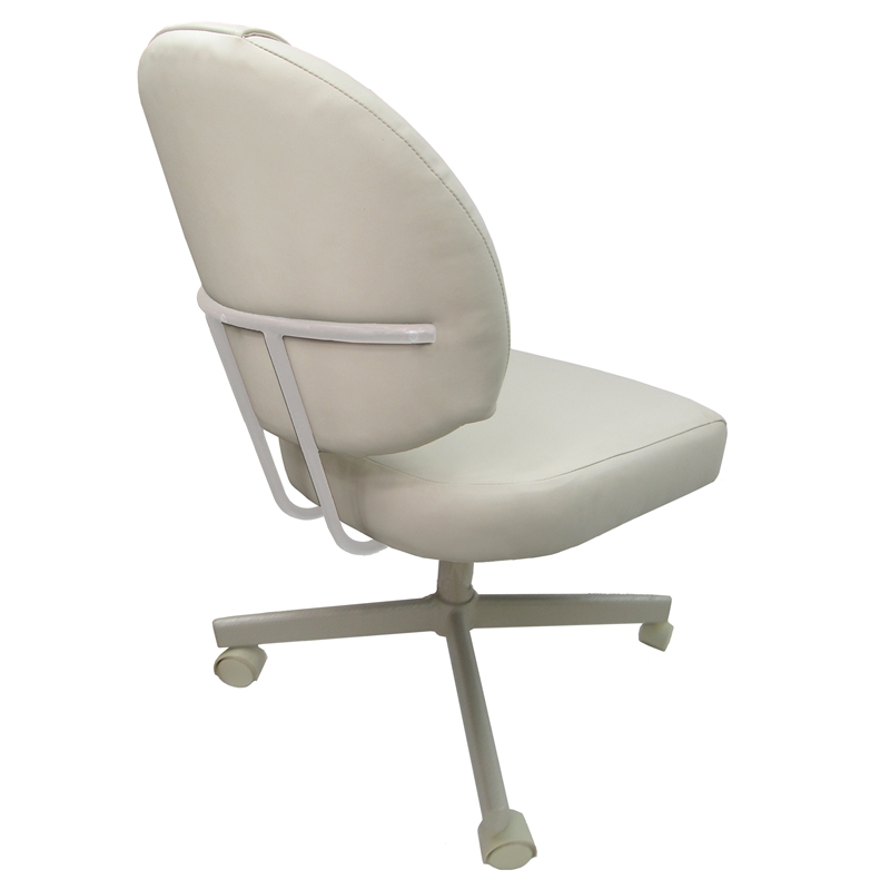 Pemberly Row Swivel Dining Chair on Wheels in Beige Vinyl with Beige Frame