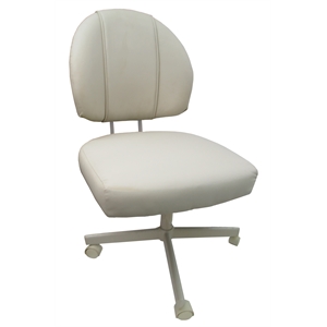Pemberly Row Swivel Dining Chair on Wheels in Beige Vinyl with Beige Frame