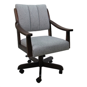Pemberly Row Caster Wood Dining Chair in Slate Fabric with Brown Honey Frame