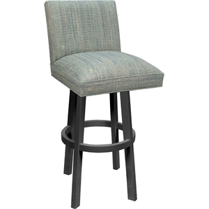 Pemberly Row Swivel Wood Stool 34&quot in Aquatint Teal Fabric with Gray Frame