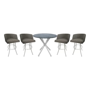 Pemberly Row Pub Set 30&quot Swivel Bar Stools in Mojave Grey with White Frame