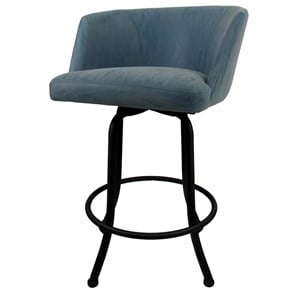 Pemberly Row Swivel Stool 34&quot in Topaz Turquoise Vinyl with Black Metal Frame