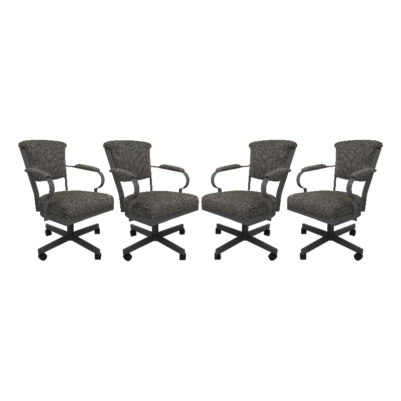 Pemberly Row Contemporary Set of 4 Swivel Metal Caster Dining Chairs