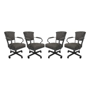 Pemberly Row Contemporary Set of 4 Swivel Metal Caster Dining Chairs