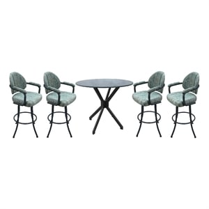Pemberly Row Pub Set 26&quot Swivel Counter Stools in Aqua with Grey Frame
