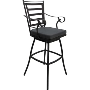 Pemberly Row Swivel Counter Stool 26&quot in Charcoal Fabric with Dark Brown Frame