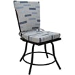 Pemberly Row Patio Dining Set Armless in Blue Beige Fabric with Black Frame