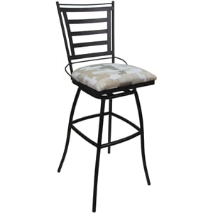 Pemberly Row Stool Padded Back Armless in White Fabric with Gray Frame