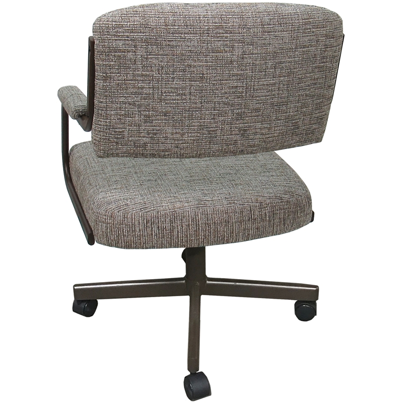 Pemberly Row Swivel Metal Dining Caster Chair in Tan with Brown Frame