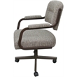 Pemberly Row Swivel Metal Dining Caster Chair in Tan with Brown Frame
